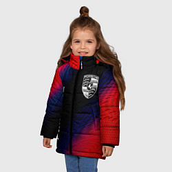Куртка зимняя для девочки Porsche красный карбон, цвет: 3D-черный — фото 2