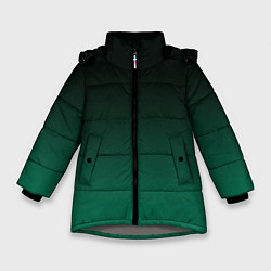 Зимняя куртка для девочки Черный и бирюзово - зеленый, текстурированный под