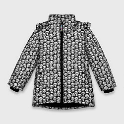 Куртка зимняя для девочки Череп со зрачками, цвет: 3D-черный