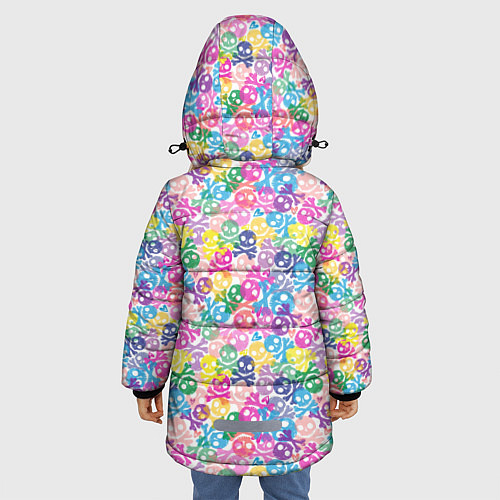 Зимняя куртка для девочки Череп и сердца / 3D-Черный – фото 4