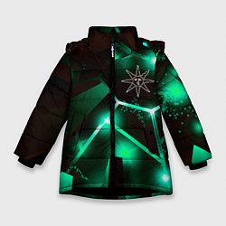 Куртка зимняя для девочки Dark Souls разлом плит, цвет: 3D-черный