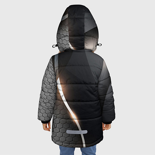 Зимняя куртка для девочки Герб РФ киберпанк / 3D-Черный – фото 4