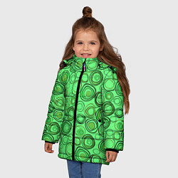 Куртка зимняя для девочки Ярко-зеленый неоновый абстрактный узор, цвет: 3D-светло-серый — фото 2