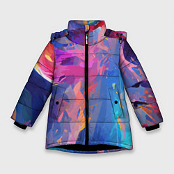 Куртка зимняя для девочки Splash of colors, цвет: 3D-черный