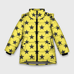 Куртка зимняя для девочки Звездный фон желтый, цвет: 3D-светло-серый