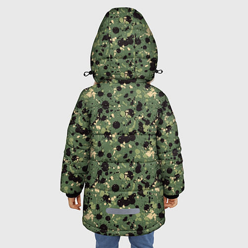 Зимняя куртка для девочки Милитари клякса мини / 3D-Черный – фото 4