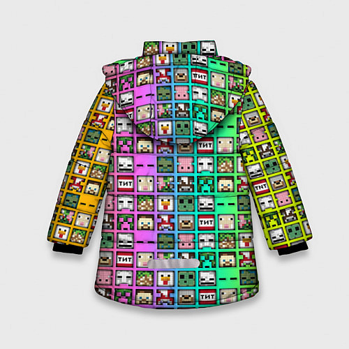Зимняя куртка для девочки Minecraft characters neon / 3D-Светло-серый – фото 2