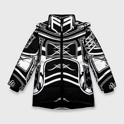 Куртка зимняя для девочки ЧБ рыцарь, цвет: 3D-черный