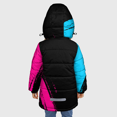 Зимняя куртка для девочки Manchester City - neon gradient: надпись, символ / 3D-Черный – фото 4