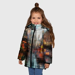 Куртка зимняя для девочки В Питере дождь, цвет: 3D-черный — фото 2