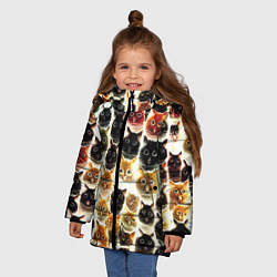 Куртка зимняя для девочки Паттерн-котики, цвет: 3D-светло-серый — фото 2