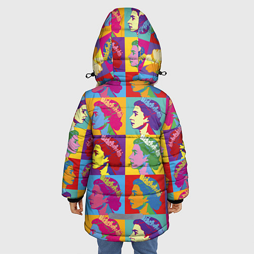 Зимняя куртка для девочки Елизавета II Поп-арт / 3D-Красный – фото 4