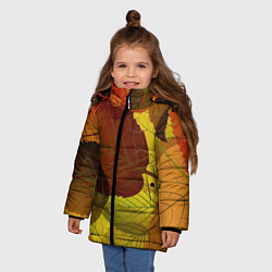 Куртка зимняя для девочки Осенние крупные листья, цвет: 3D-светло-серый — фото 2