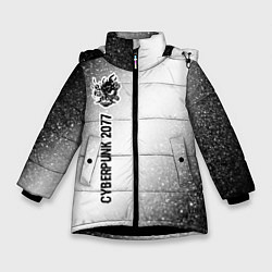 Зимняя куртка для девочки Cyberpunk 2077 glitch на светлом фоне: по-вертикал