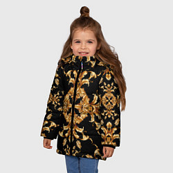 Куртка зимняя для девочки Золотая гжель золотой узор, цвет: 3D-светло-серый — фото 2