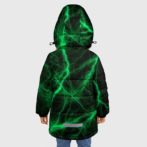 Зимняя куртка для девочки Шкода зеленые молнии / 3D-Черный – фото 4
