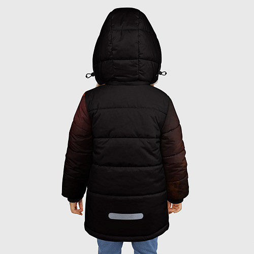 Зимняя куртка для девочки Футбольный мяч огонь / 3D-Черный – фото 4
