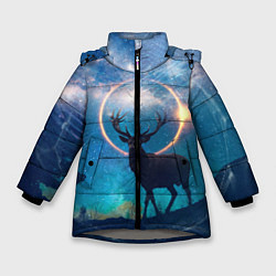 Куртка зимняя для девочки Мистический олень, цвет: 3D-светло-серый
