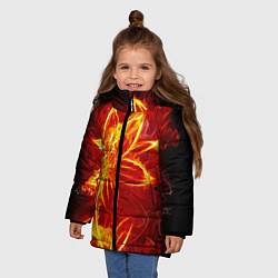 Куртка зимняя для девочки Цветок из огня на чёрном фоне, цвет: 3D-черный — фото 2