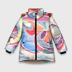 Зимняя куртка для девочки Буйство красок акварель