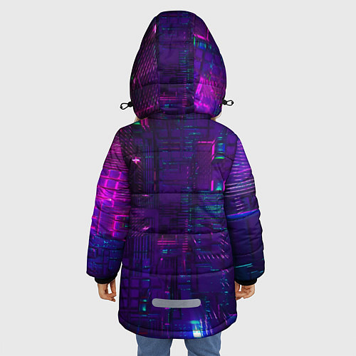 Зимняя куртка для девочки Матричная вселенная неон / 3D-Черный – фото 4