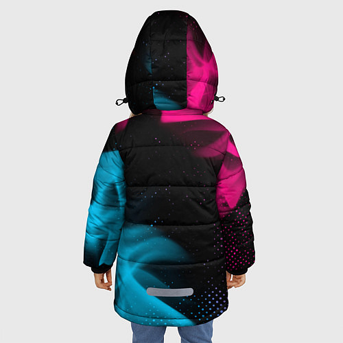 Зимняя куртка для девочки Lexus - neon gradient: надпись, символ / 3D-Черный – фото 4