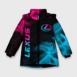Куртка зимняя для девочки Lexus - neon gradient: надпись, символ, цвет: 3D-черный