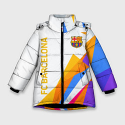 Куртка зимняя для девочки Barcelona абстракция цветные геометрии, цвет: 3D-черный