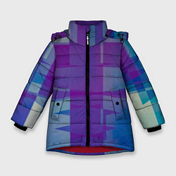 Зимняя куртка для девочки Геометрические объёмные фиолетовые кубы