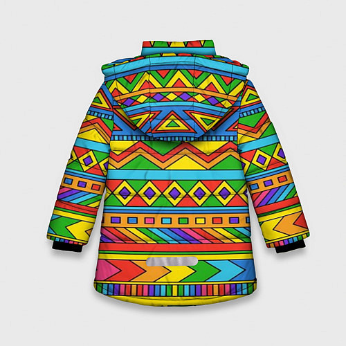 Зимняя куртка для девочки Красивый цветной орнамент / 3D-Светло-серый – фото 2