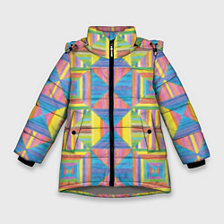 Куртка зимняя для девочки Занимательная геометрия рисунок карандашами, цвет: 3D-светло-серый