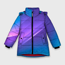 Куртка зимняя для девочки Абстракция Неон соты, цвет: 3D-красный