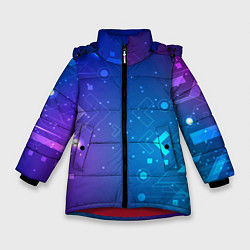 Зимняя куртка для девочки Абстракция геометрия неон