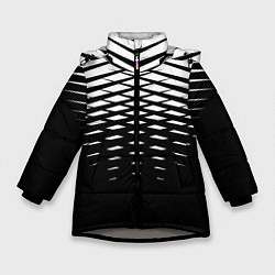 Зимняя куртка для девочки Черно-белая симметричная сетка из треугольников