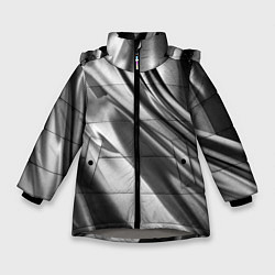 Куртка зимняя для девочки Объёмный сатин - текстура, цвет: 3D-светло-серый