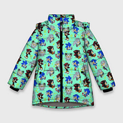 Куртка зимняя для девочки Ежик Соник и его друзья, цвет: 3D-светло-серый