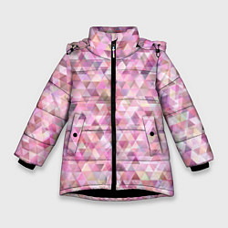 Зимняя куртка для девочки Абстрактное множество розовых и фиолетовых треугол