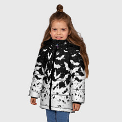 Куртка зимняя для девочки Black and white bat pattern, цвет: 3D-черный — фото 2
