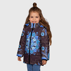 Куртка зимняя для девочки Мандала-цветок Голубая снежинка, цвет: 3D-черный — фото 2