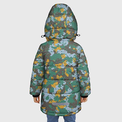 Зимняя куртка для девочки Цифровой камуфляж - зелено-голубой / 3D-Светло-серый – фото 4