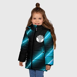 Куртка зимняя для девочки Daewoo неоновые лампы, цвет: 3D-черный — фото 2
