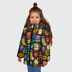 Куртка зимняя для девочки Паттерн с монстриками, цвет: 3D-красный — фото 2