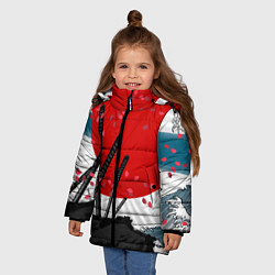 Куртка зимняя для девочки Солнце, волны и катаны, цвет: 3D-светло-серый — фото 2