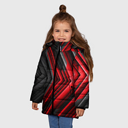Куртка зимняя для девочки Чёрно-красный паркет графика, цвет: 3D-красный — фото 2