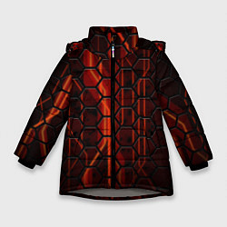 Куртка зимняя для девочки Соты на красном фоне, цвет: 3D-светло-серый