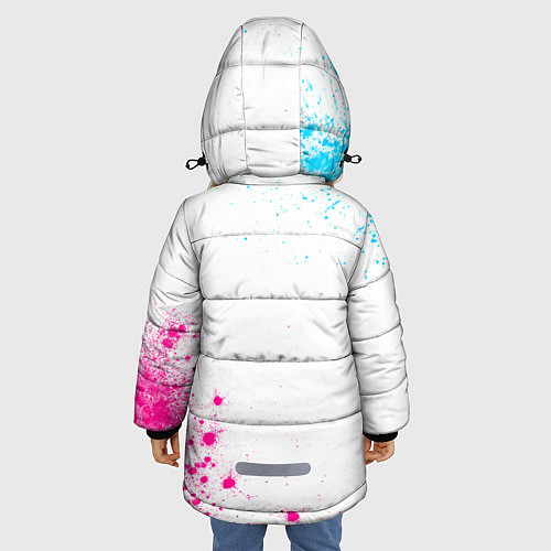 Зимняя куртка для девочки Barcelona neon gradient style: надпись, символ / 3D-Черный – фото 4