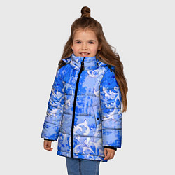 Куртка зимняя для девочки Растительный орнамент - паттерн, цвет: 3D-светло-серый — фото 2