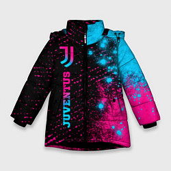 Куртка зимняя для девочки Juventus - neon gradient: по-вертикали, цвет: 3D-черный