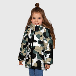 Куртка зимняя для девочки Камуфляж Snow - Trees - Shrubs, цвет: 3D-черный — фото 2