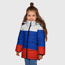 Куртка зимняя для девочки Триколор - флаг России плетёный, цвет: 3D-красный — фото 2